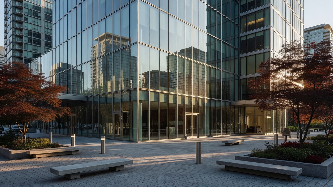Modern glass exterior and urban design of Parq Vancouver