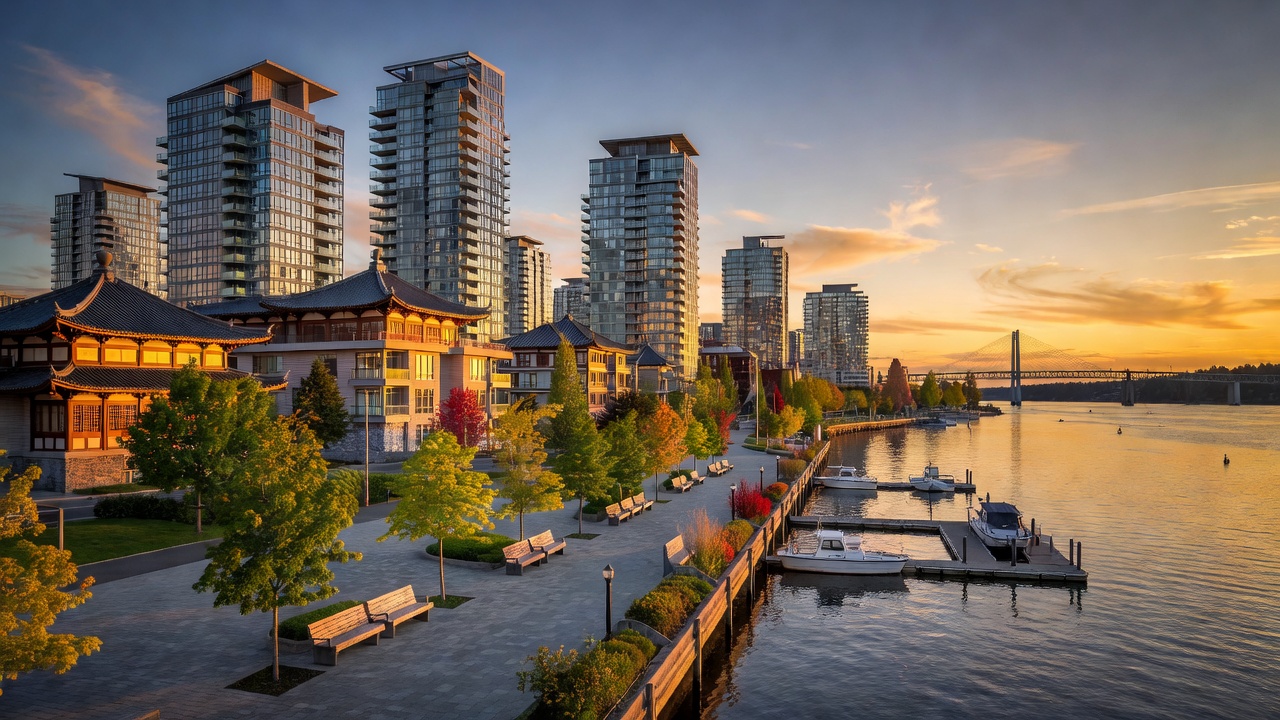 Waterfront architectural view representing Richmond BC setting